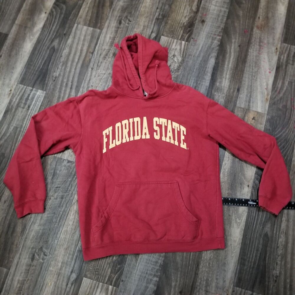 Vintage Red Oak Florida State Embroidered Red Pullover Hoodie Size Large Faded